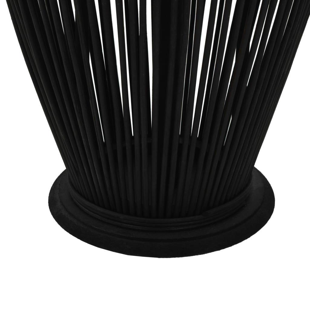vidaXL Висящ свещник фенер, бамбук, черен, 95 см
