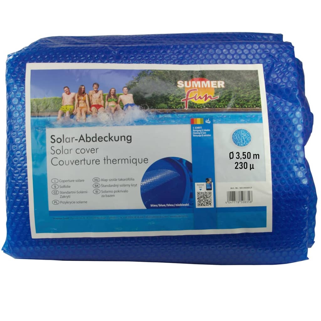 Summer Fun Лятно соларно покривало за басейн кръгло 350 см PE синьо