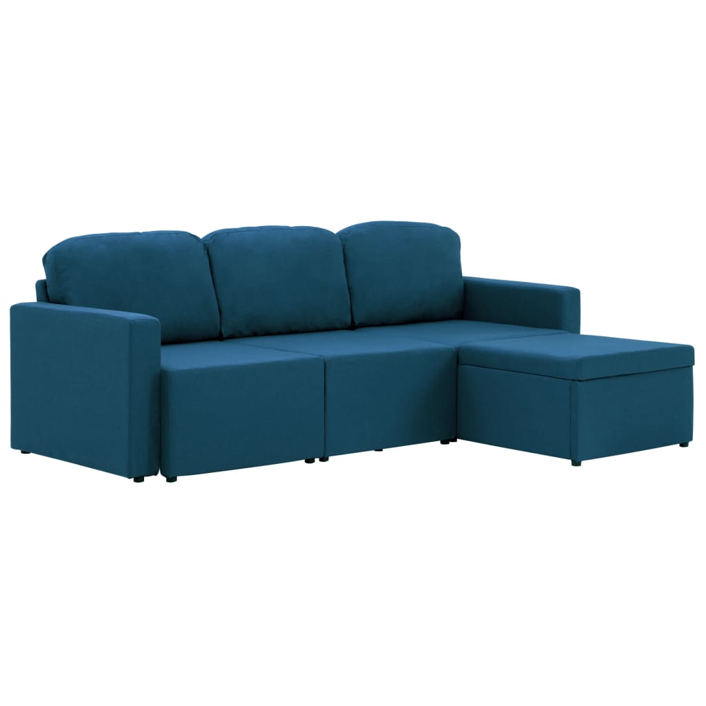 vidaXL 3-местен модулен диван легло, син, текстил