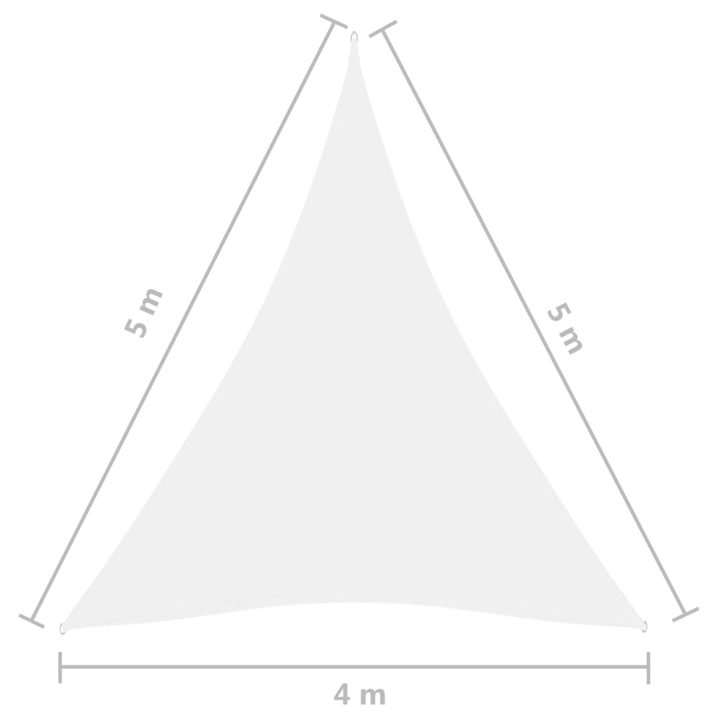 vidaXL Платно-сенник, Оксфорд плат, триъгълно, 4x5x5 м, бяло