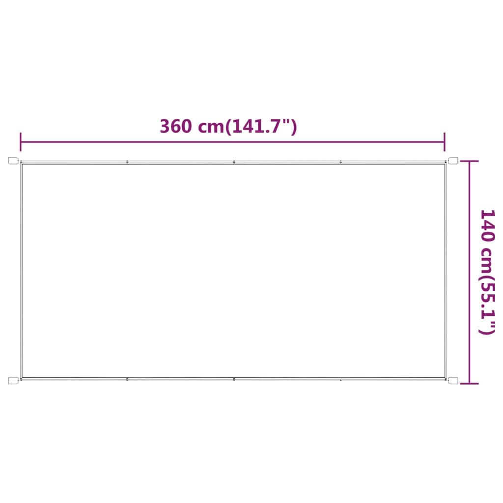 vidaXL Вертикален сенник, бял, 140x360 см, оксфорд плат