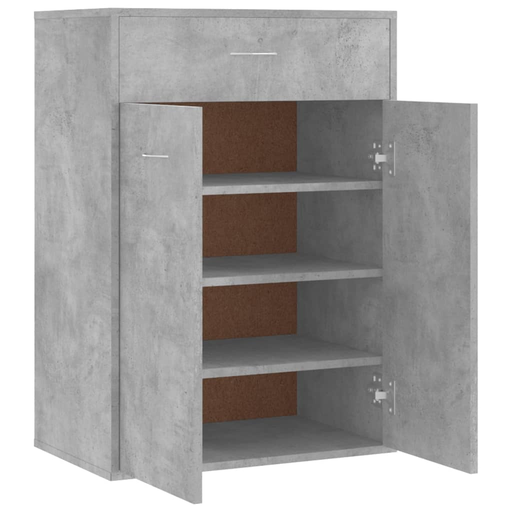 vidaXL Шкаф за обувки, бетонно сив, 60x35x84 см, ПДЧ