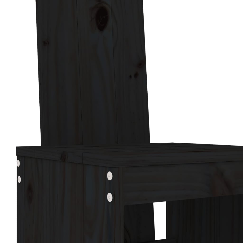 vidaXL Градински бар комплект от 5 части, черен, масивно дърво бор