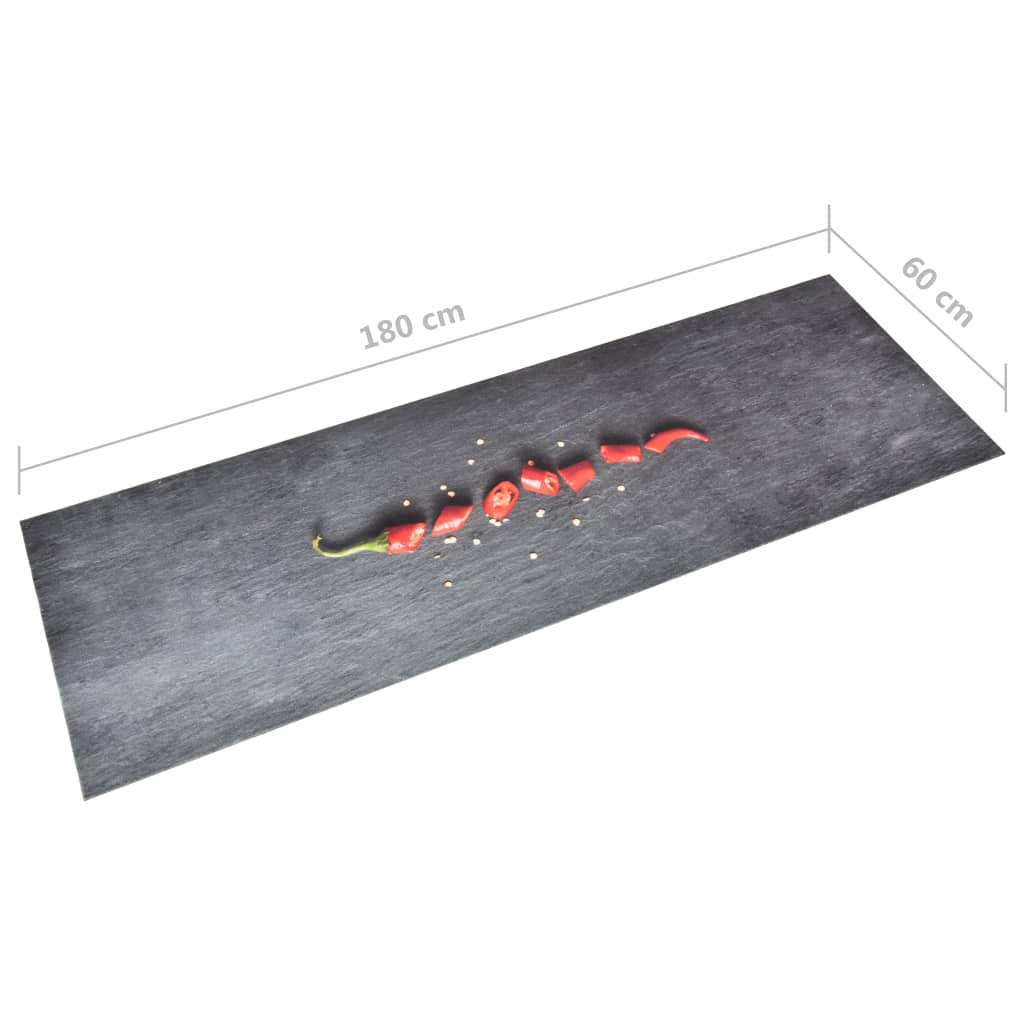 vidaXL Кухненско килимче, перимо, люта чушка, 60x180 см