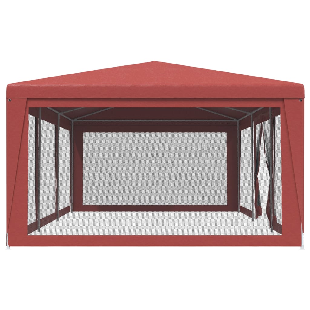 vidaXL Парти палатка с 8 мрежести странични стени червена 9x4 м HDPE