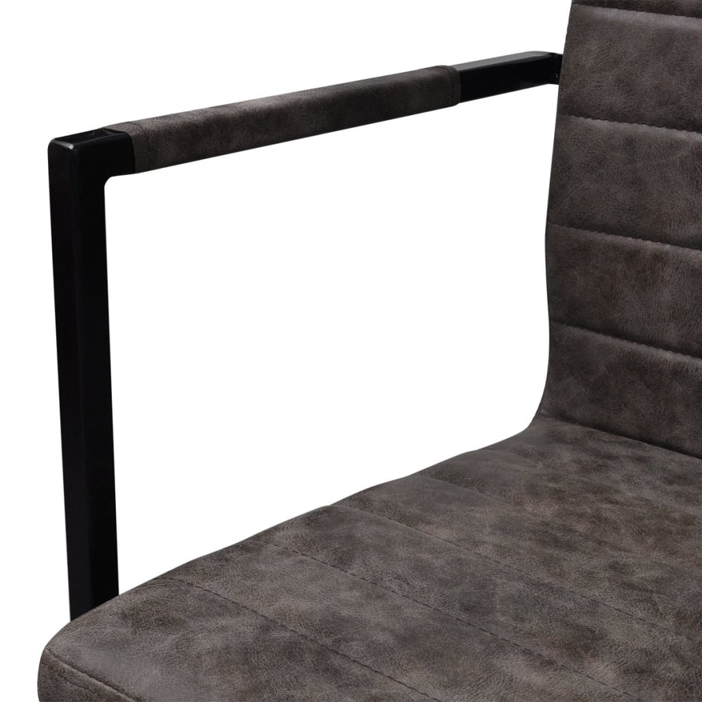 vidaXL Конзолни трапезни столове, 4 бр, кафяви, изкуствена кожа