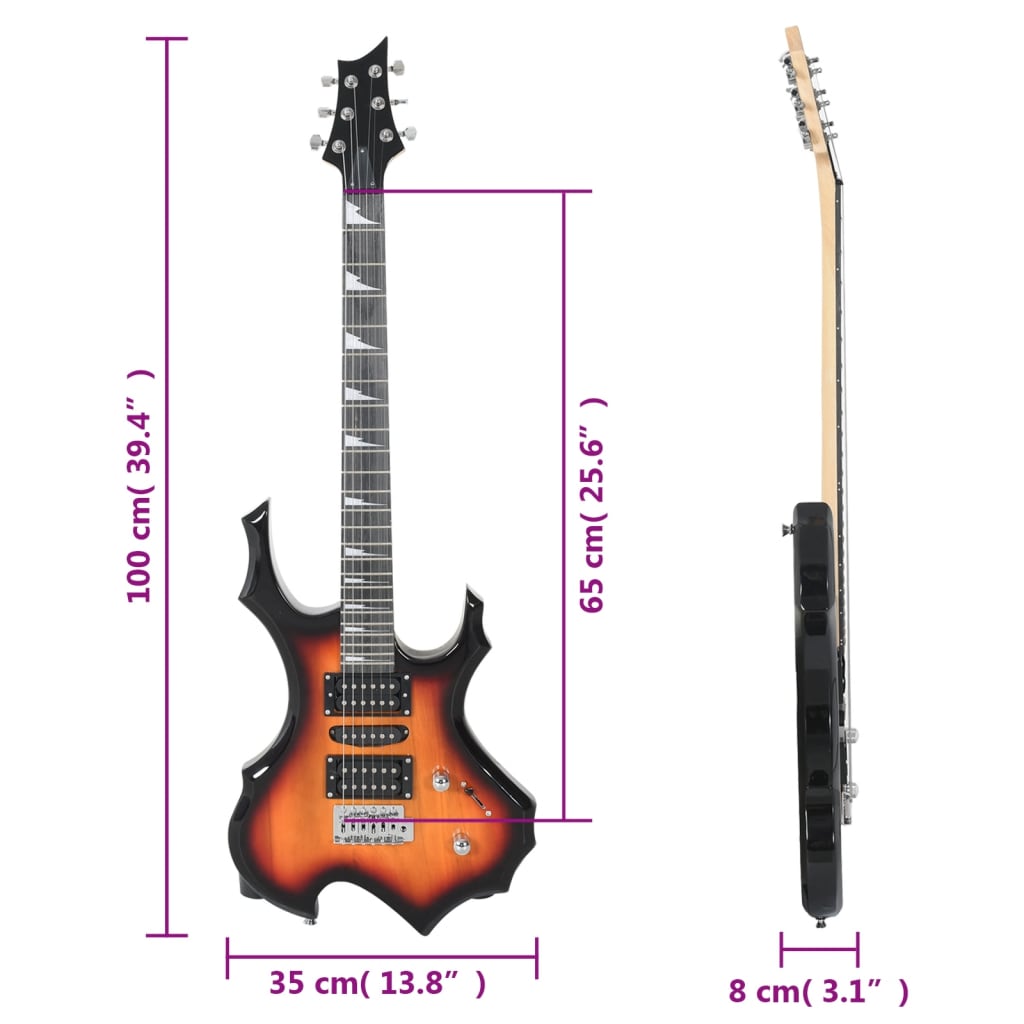 vidaXL Електрическа китара за начинаещи с калъф кафяво и черно 4/4 39"