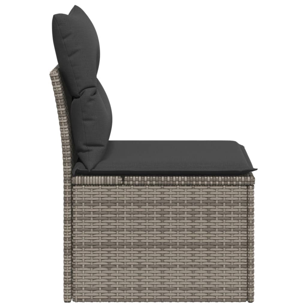 vidaXL Градинско кресло без подлакътници с възглавници сив полиратан