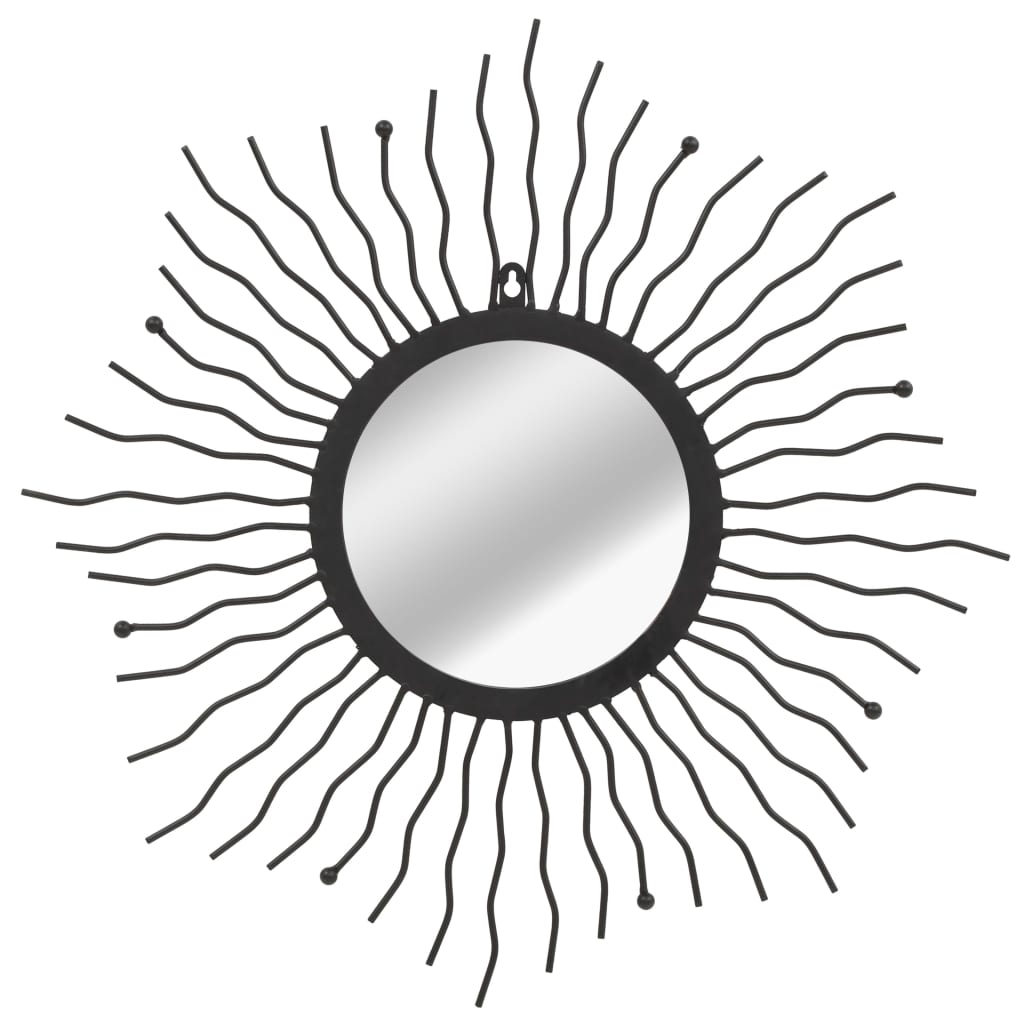 vidaXL Стенно огледало, слънчеви лъчи, 60 см, черно