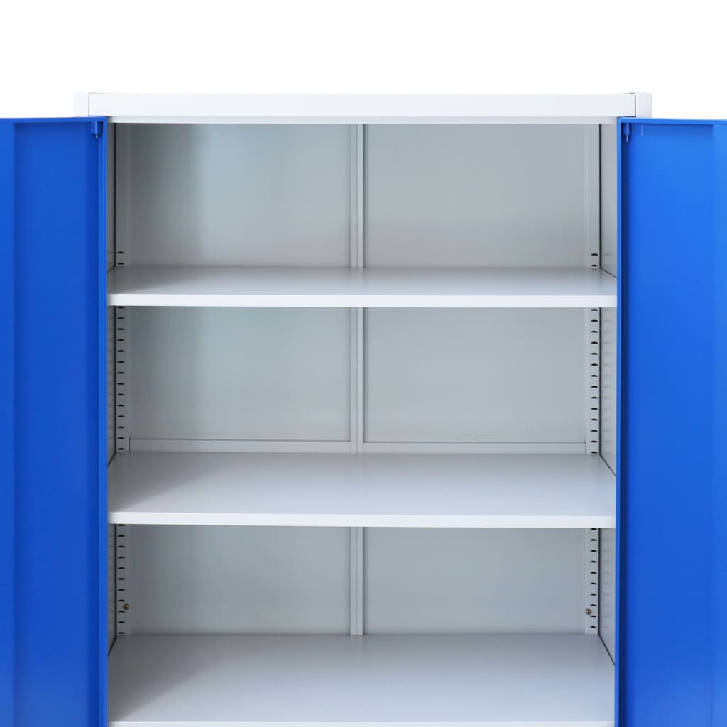 vidaXL Метален офис шкаф, 90x40x180 см, сиво и синьо