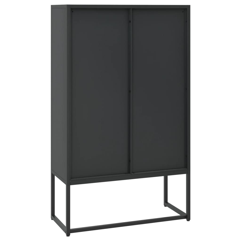 vidaXL Висок шкаф, черен, 80x35x135 см, стомана