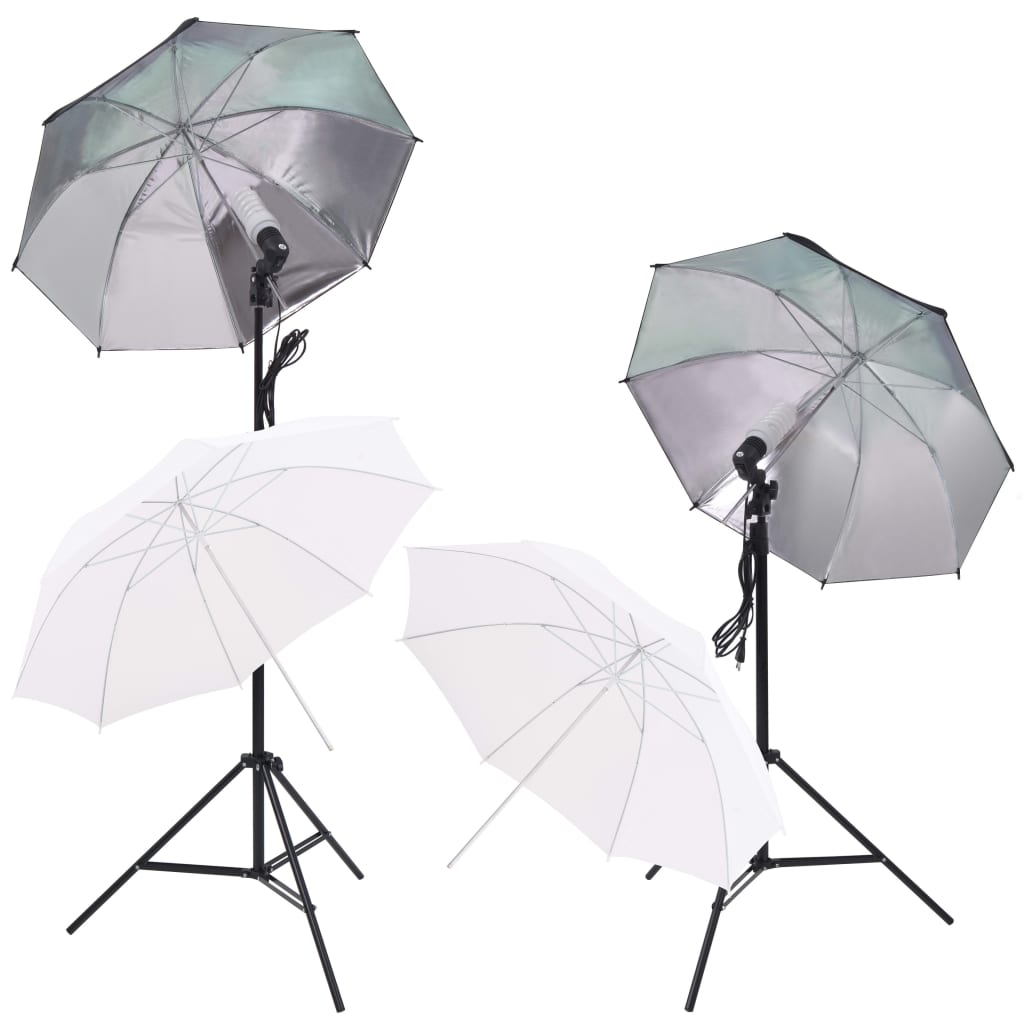 vidaXL Фотографски комплект със софтбокс, чадъри, фон и рефлектор
