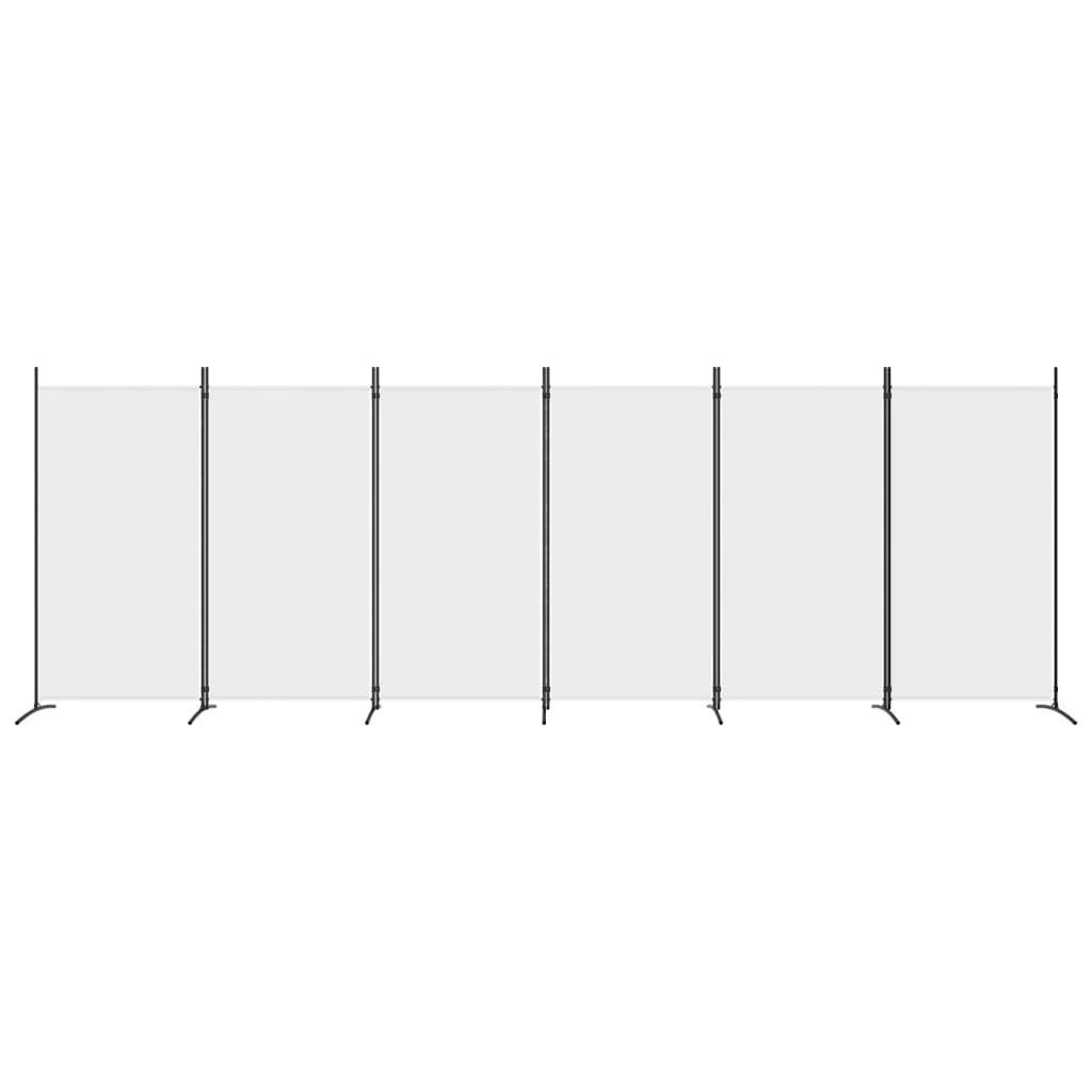 vidaXL Параван за стая, бял, 6 панела, 520x180 см, плат