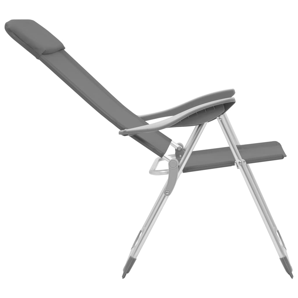 vidaXL Сгъваеми къмпинг столове, 2 бр, сиви, алуминий