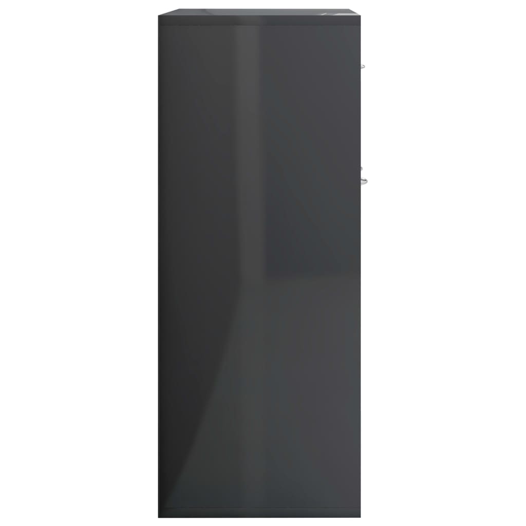 vidaXL Бюфет, сиво със силен гланц, 88x30x70 см, ПДЧ