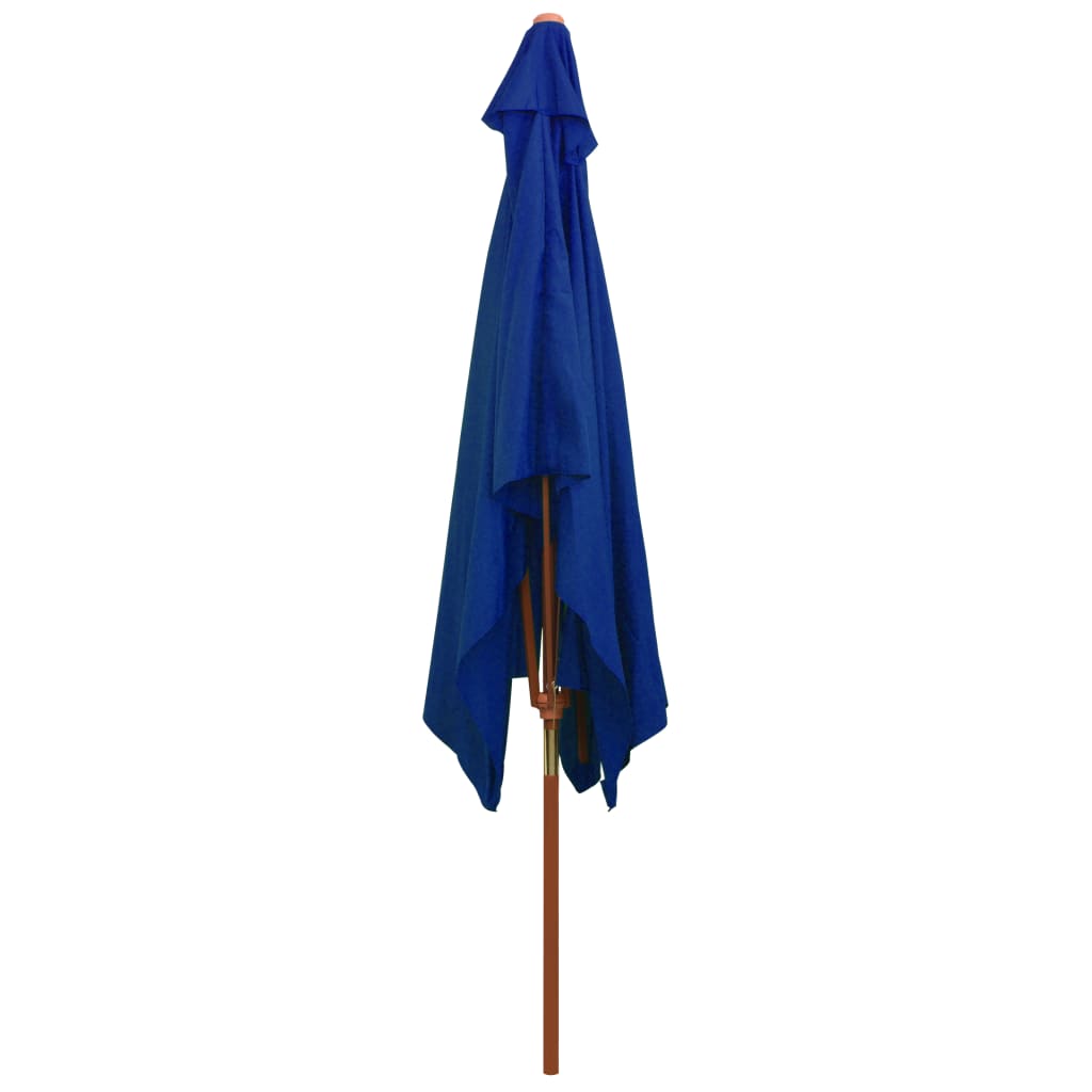 vidaXL Градински чадър с дървен прът, син, 200x300 см