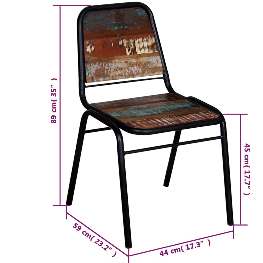 vidaXL Трапезни столове, 4 бр, регенерирано дърво масив