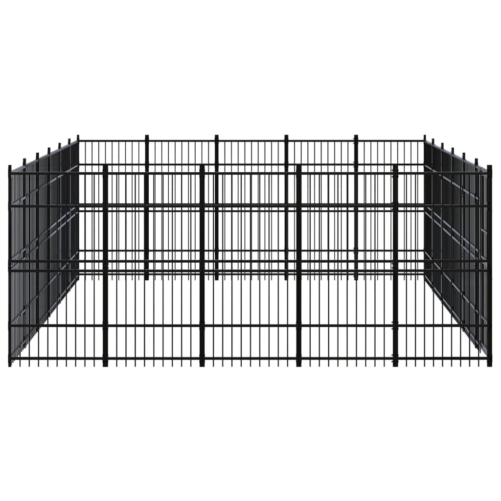 vidaXL Дворна клетка за кучета, стомана, 27,65 м²