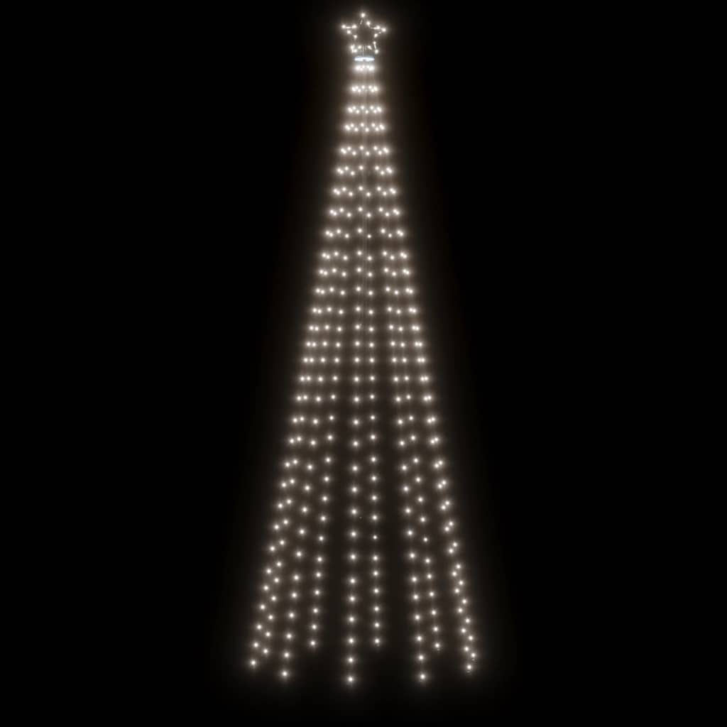vidaXL Коледна елха с шип, студено бяло, 310 LED, 300 см