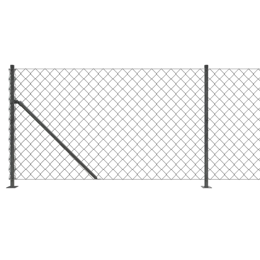 vidaXL Плетена оградна мрежа с фланец, антрацит, 0,8x25 м