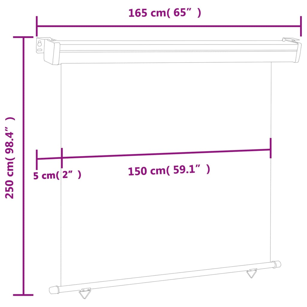 vidaXL Вертикална тента за балкон, 160x250 см, сива