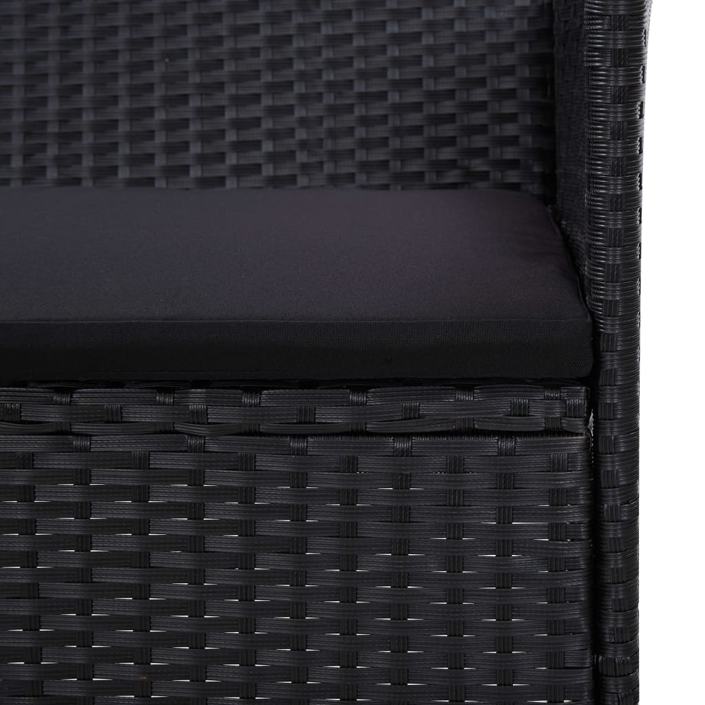 vidaXL Градински комплект с възглавници, 5 части, полиратан, черен