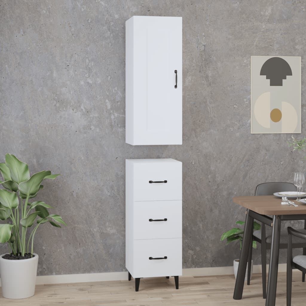 vidaXL Висок шкаф, бял, 35x34x180 см, инженерно дърво
