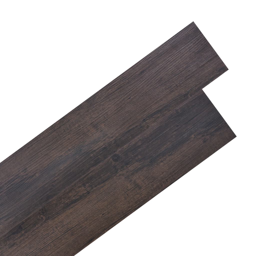 vidaXL Самозалепващи подови дъски, PVC, 2,51 м², 2 мм, тъмнокафяви