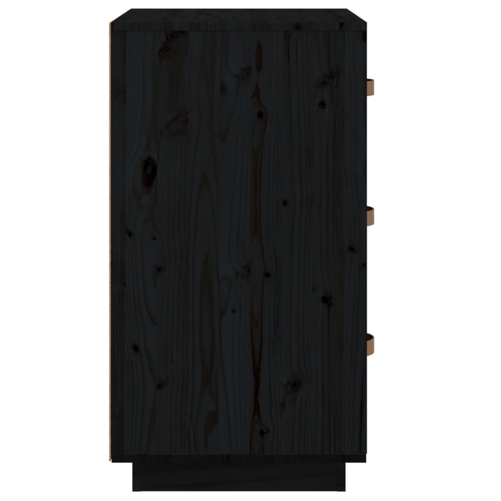 vidaXL Нощно шкафче, черно, 40x40x75 см, борово дърво масив