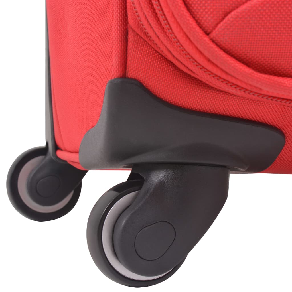 vidaXL Комплект от 3 броя меки куфари на колелца, червени