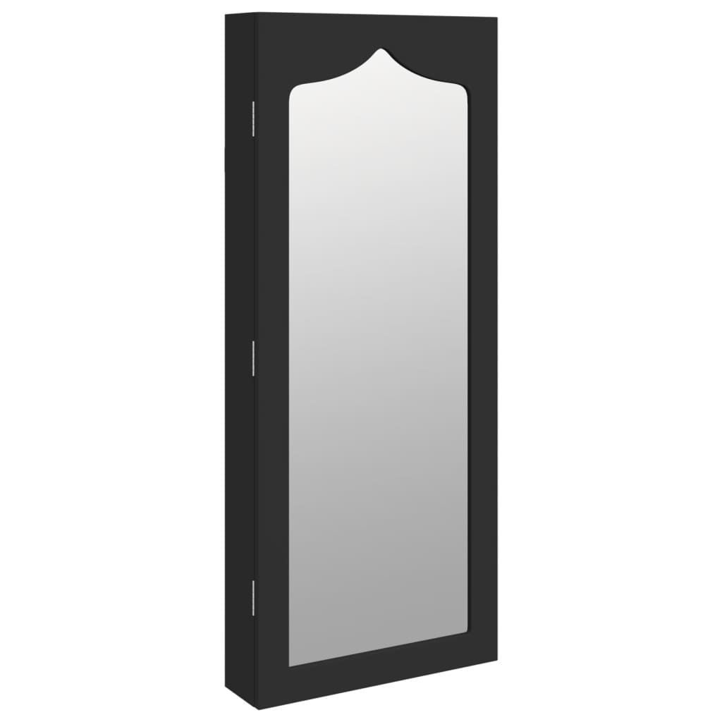 vidaXL Огледален шкаф за бижута, стенен монтаж, черен, 37,5x10x90 см