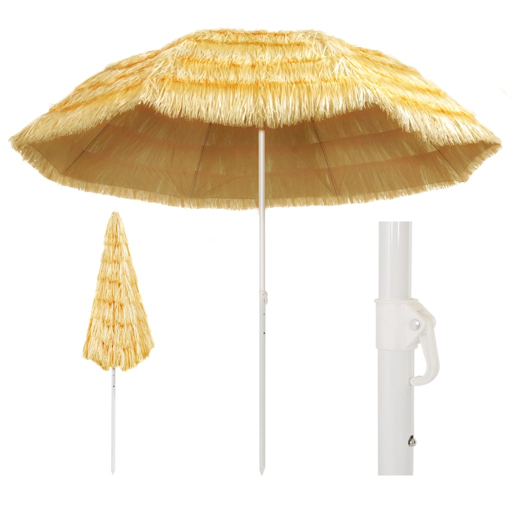 vidaXL Плажен чадър, естествен, 300 см, хавайски стил