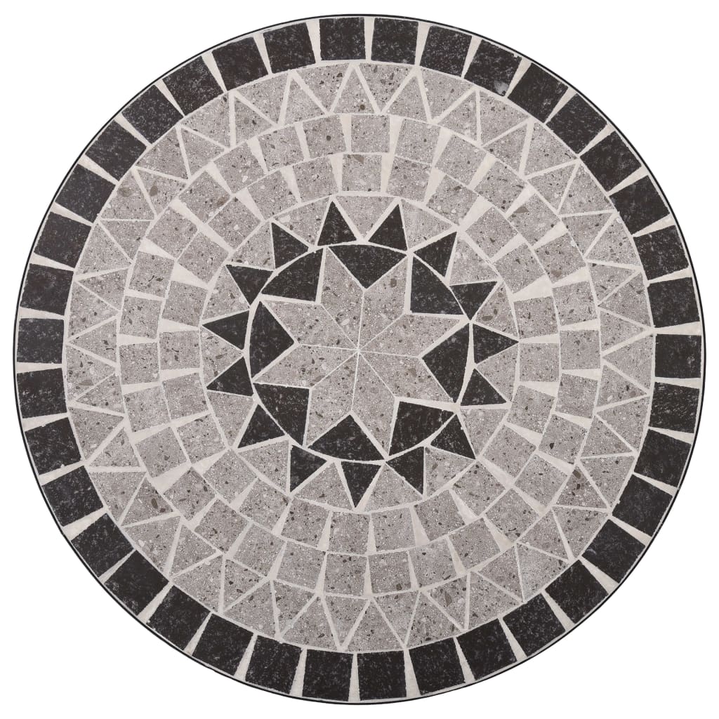 vidaXL Бистро комплект мозайка, 3 части, керамика, сиво
