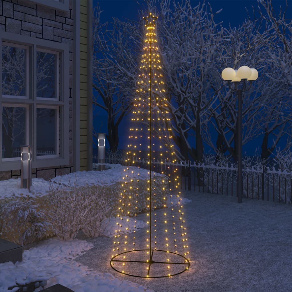 vidaXL Коледна елха конус, 330 LED топло бяло, декорация, 100x300 см