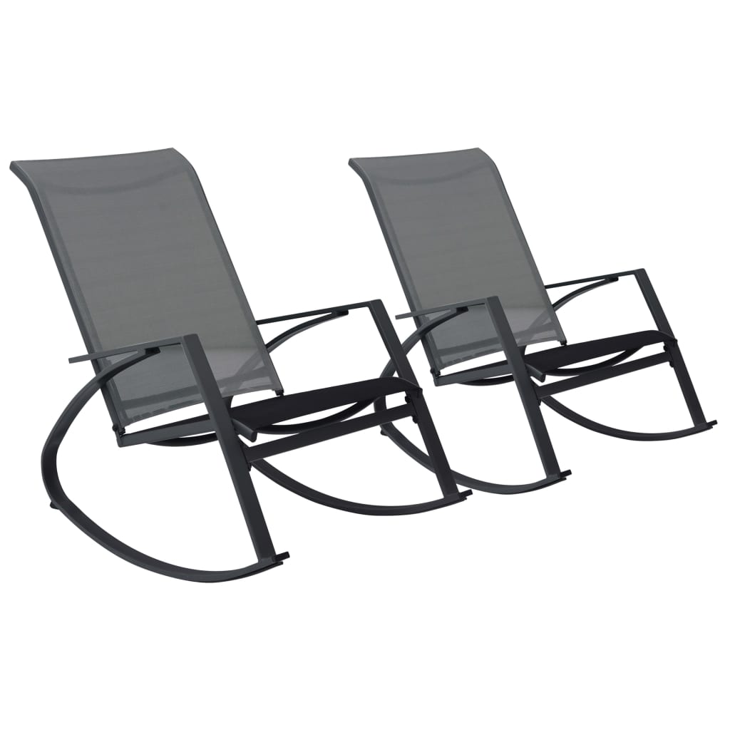 vidaXL Градински люлеещи се столове, 2 бр, textilene, тъмносиви