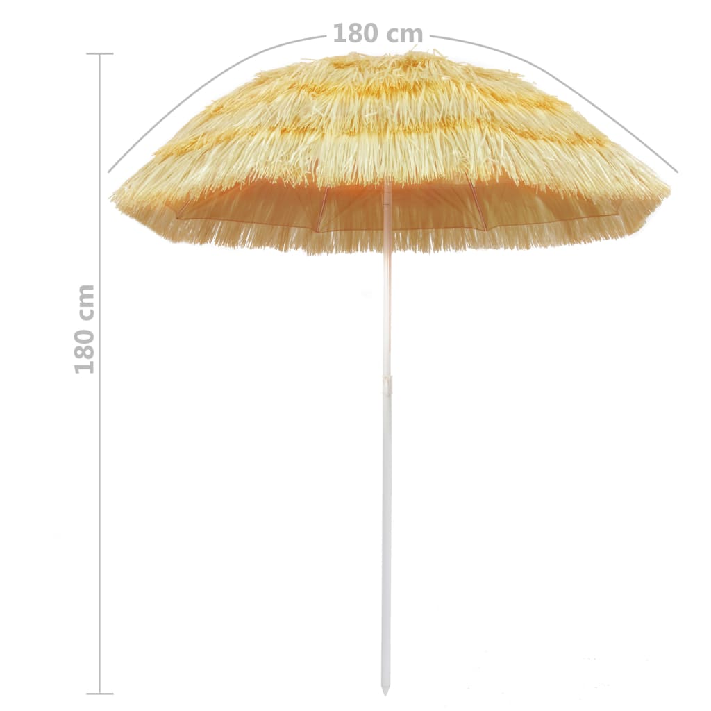 vidaXL Плажен чадър, естествен, 180 см, хавайски стил
