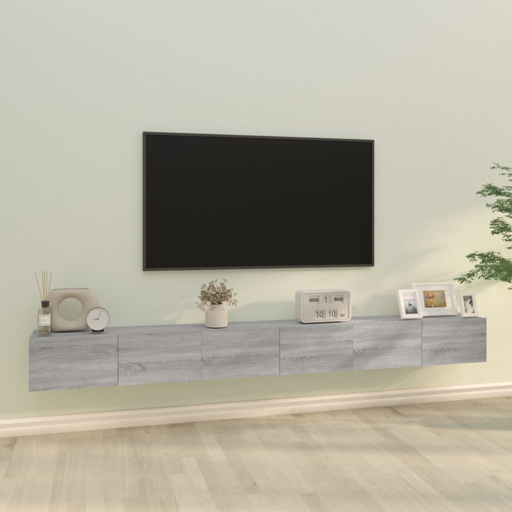 vidaXL Комплект ТВ шкафове от 3 части, сив сонома, инженерно дърво