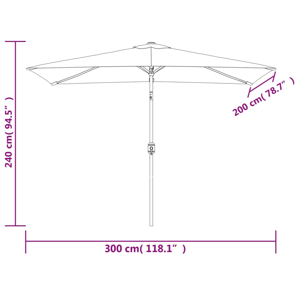 vidaXL Правоъгълен чадър за слънце, 200 х 300 см, пясъчно бял
