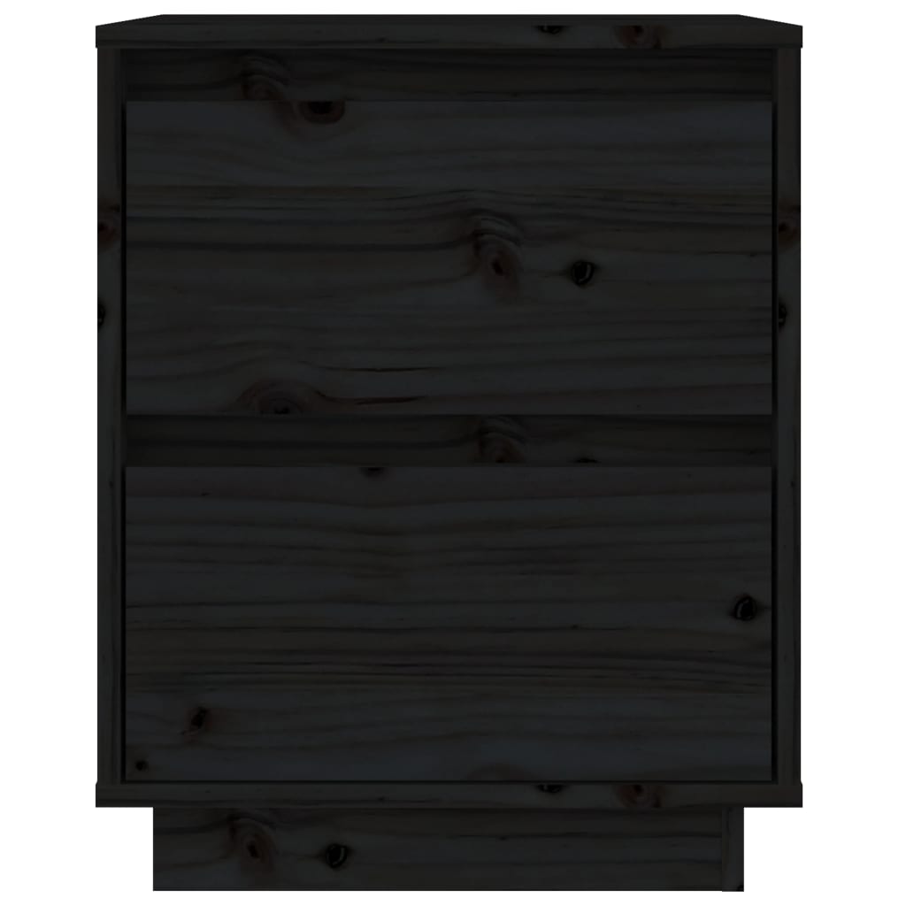 vidaXL Нощни шкафчета, 2 бр, черни, 40x35x50 см, борово дърво масив