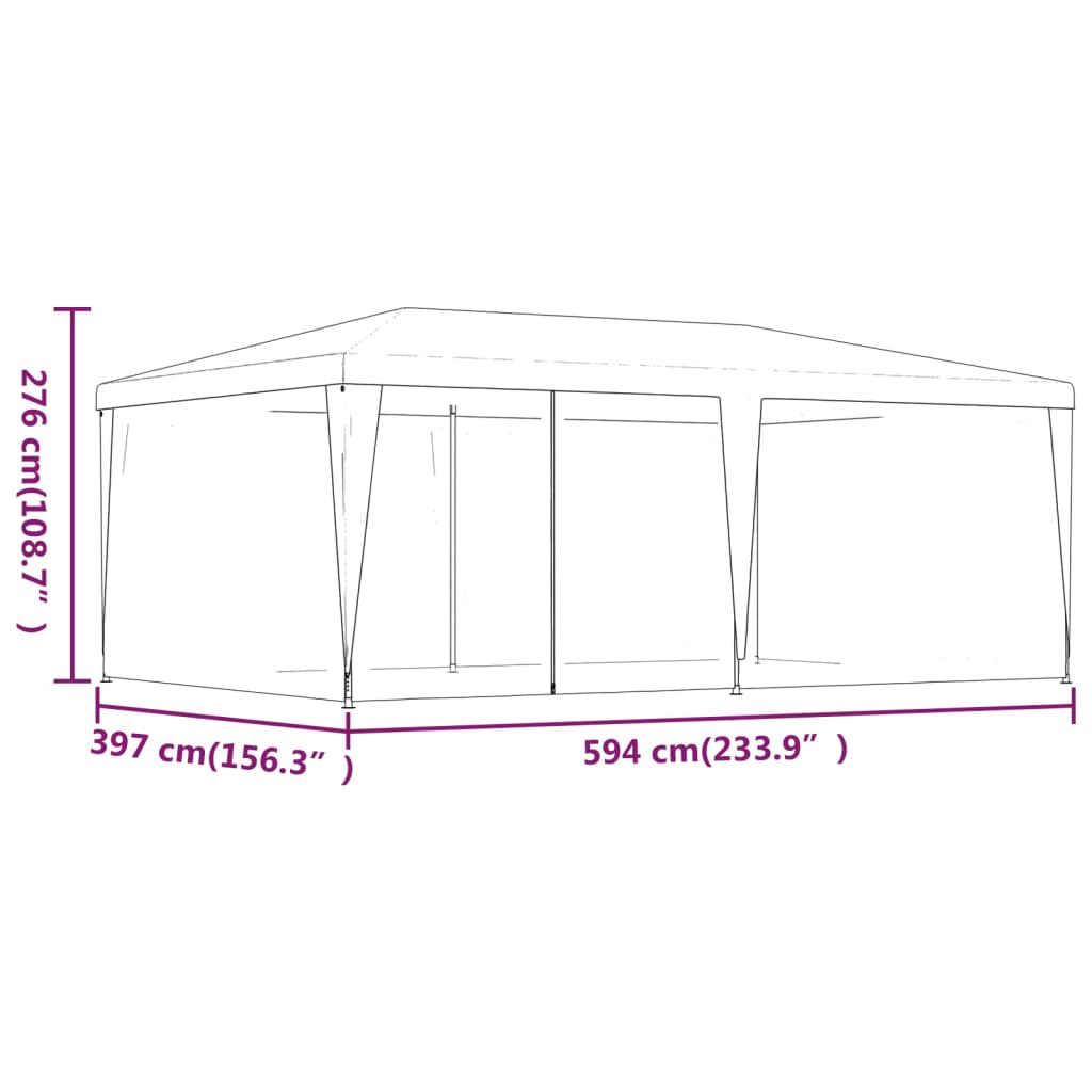 vidaXL Парти палатка с 6 мрежести странични стени антрацит 6x4 м HDPE
