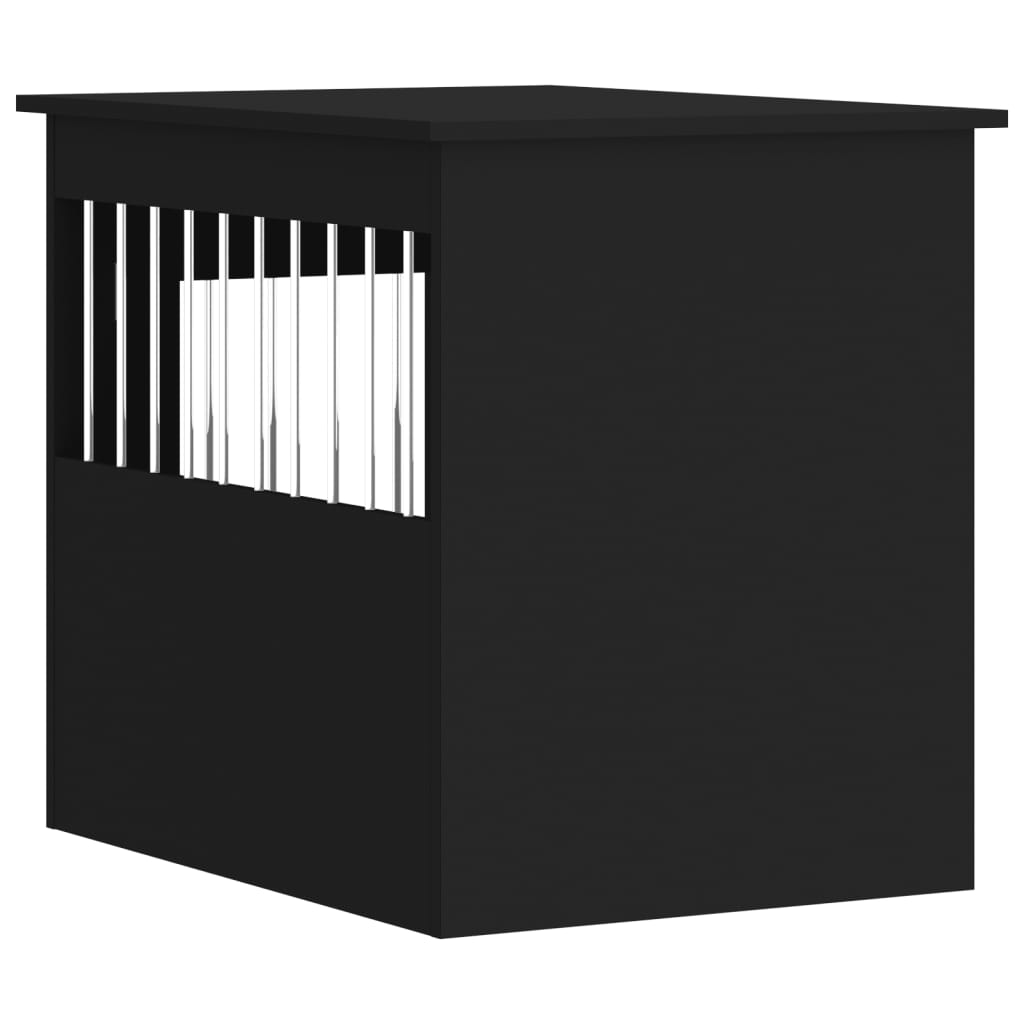 vidaXL Клетка за куче мебел, черна, 55x75x65 см, инженерно дърво