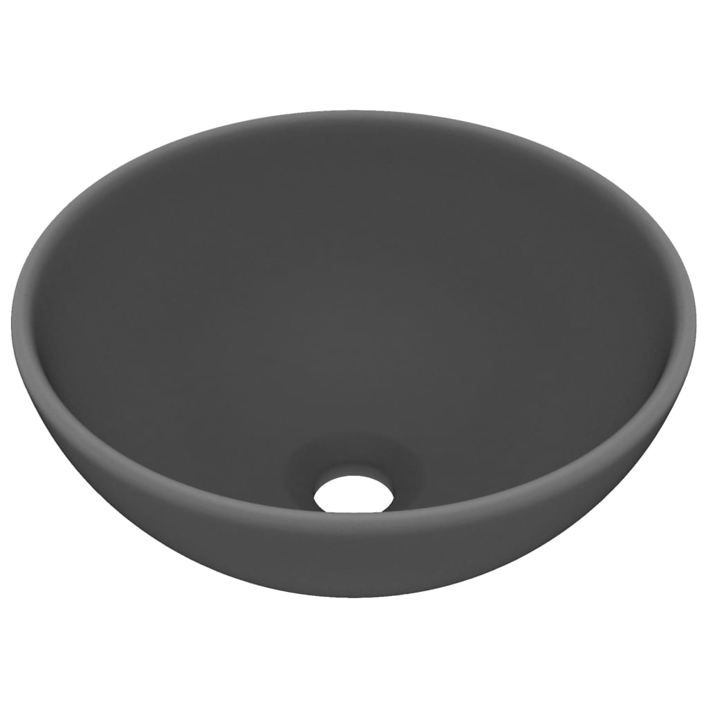 vidaXL Мивка за баня лукс кръгла тъмносив мат 32,5x14 см керамика