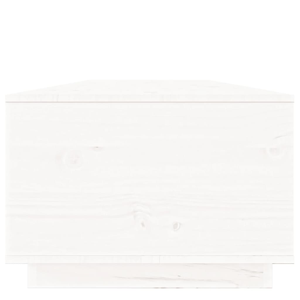 vidaXL Кафе маса, бяла, 100x50x35 см, бор масив