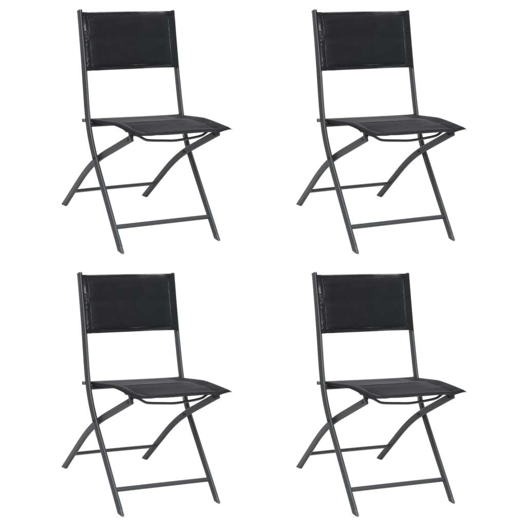 vidaXL Сгъваеми градински столове, 4 бр, стомана и Textilene