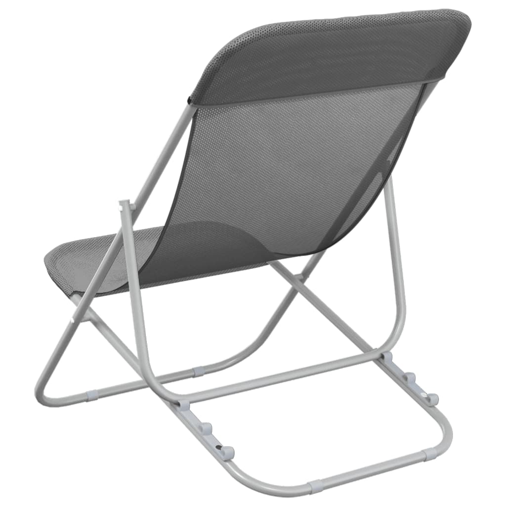 vidaXL Сгъваеми плажни столове 2 бр сиви текстилен и стомана