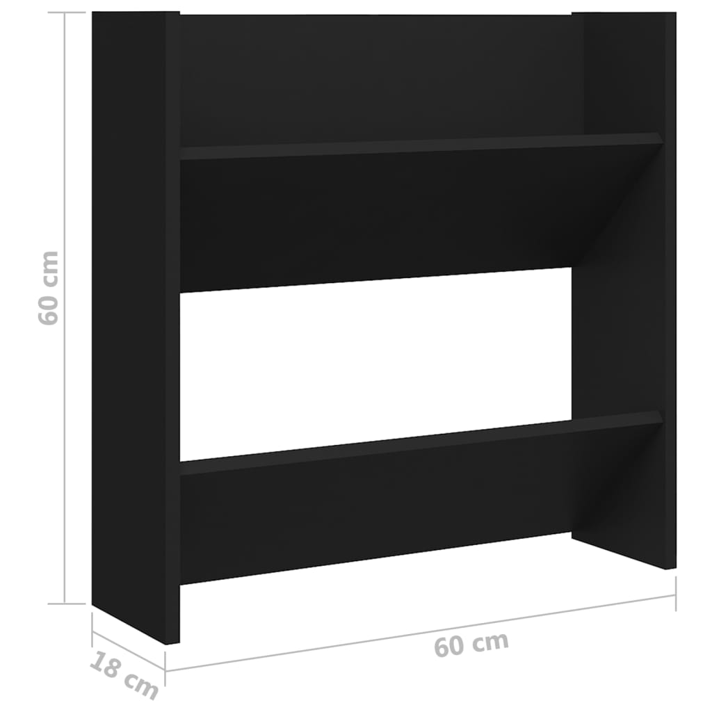 vidaXL Стенни шкафове за обувки, 2 бр, черни, 60x18x60 см, ПДЧ