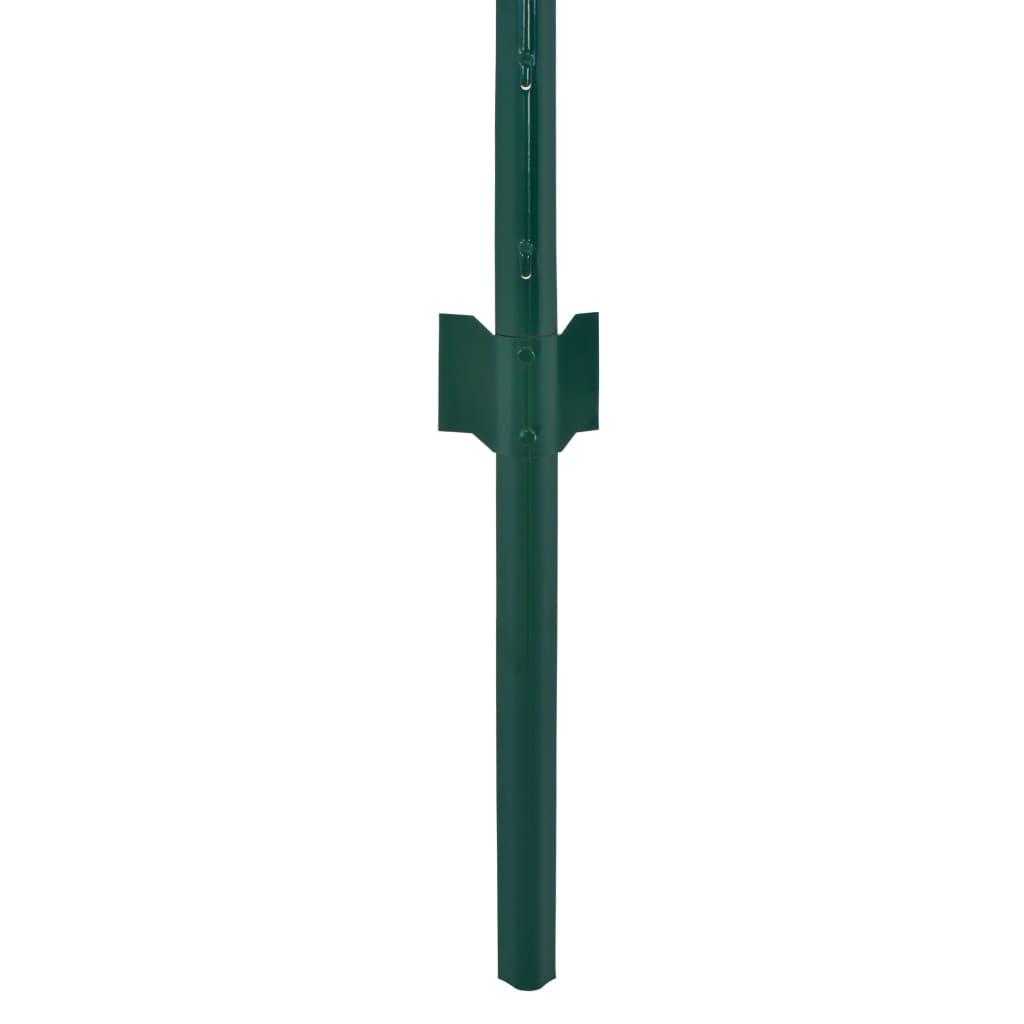 vidaXL Ограда от телена мрежа с колчета, стомана, 25х0,5 м, зелена