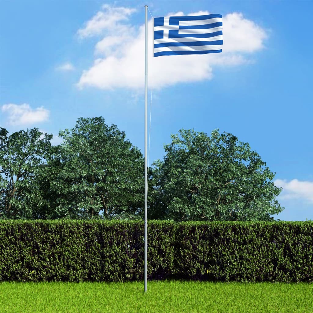 vidaXL Флаг на Гърция и алуминиев флагщок, 4 м