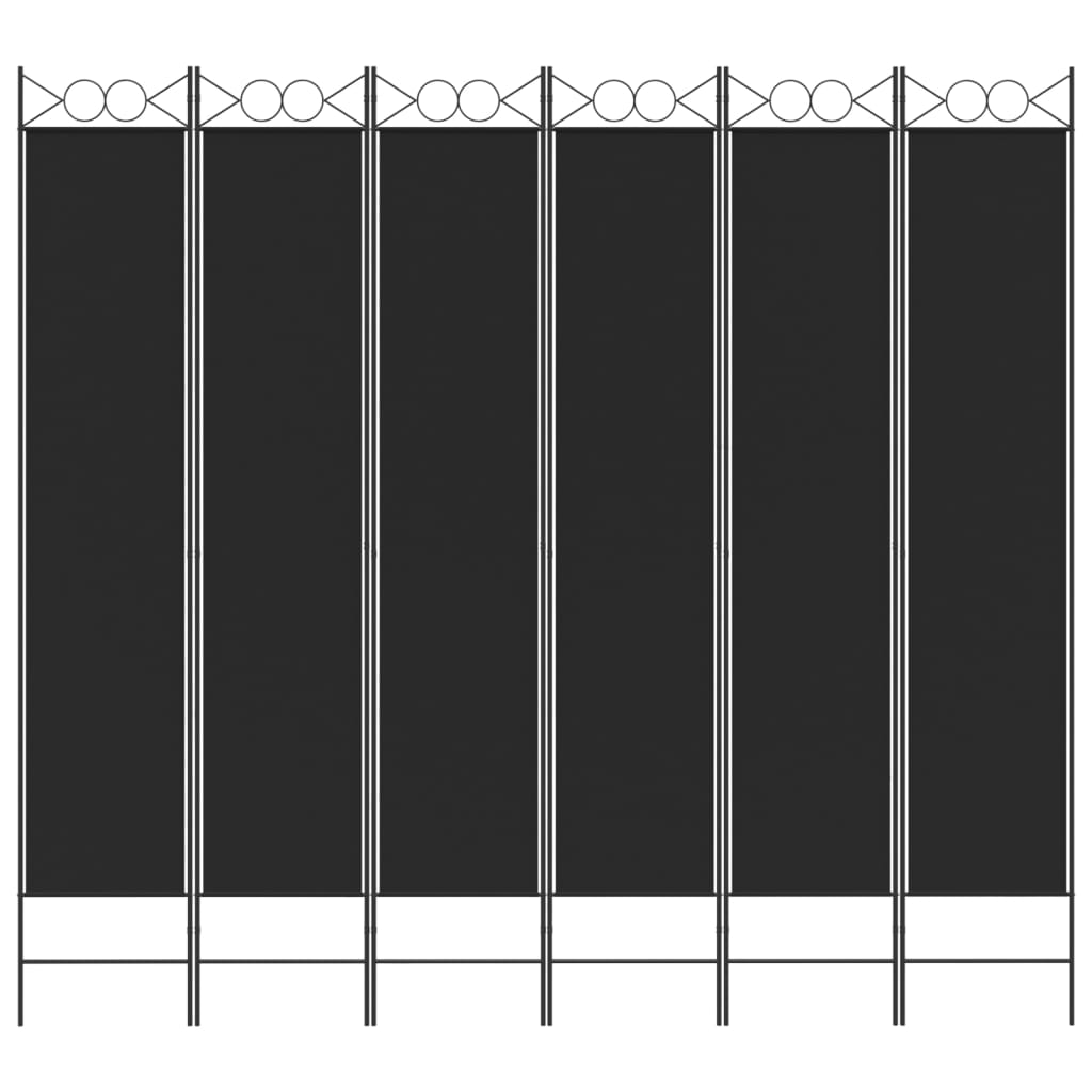 vidaXL Параван за стая, 6 панела, черен, 240x220 cм, плат