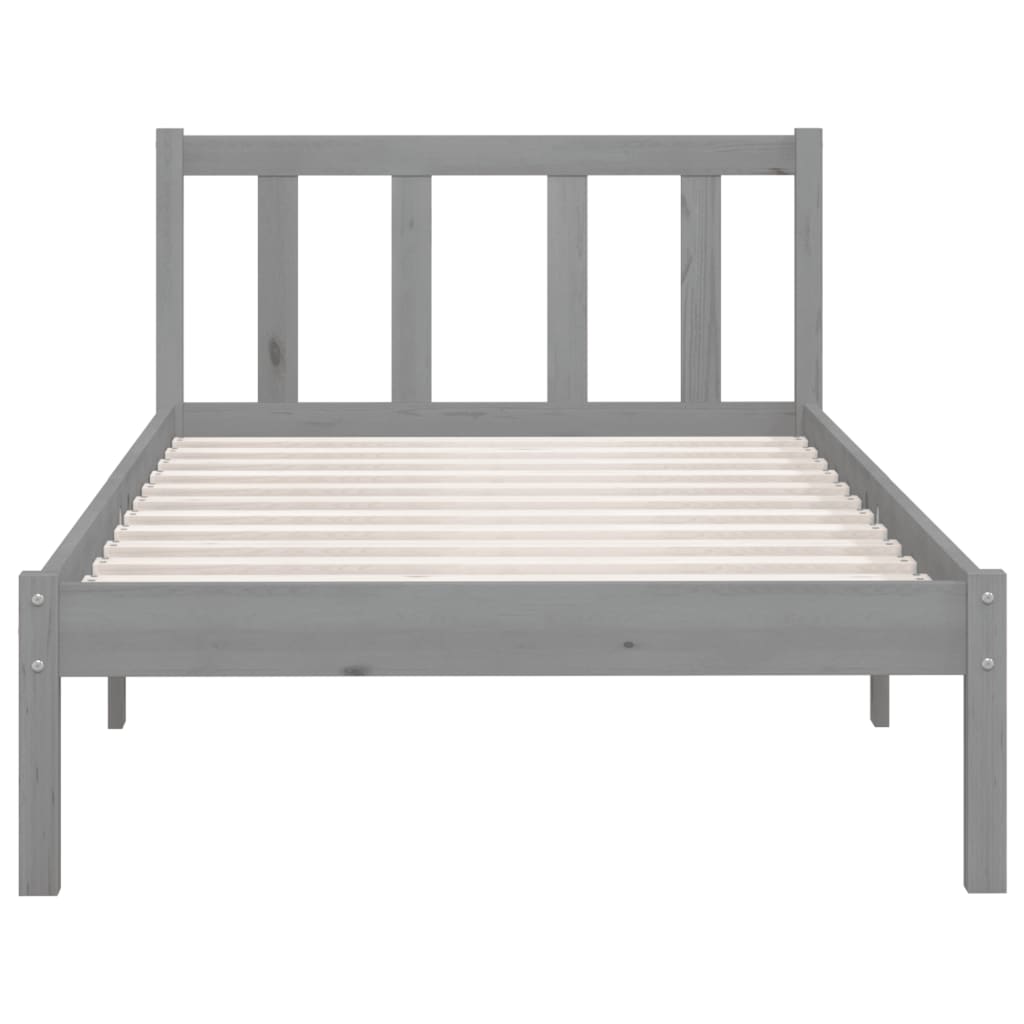 vidaXL Рамка за легло, сива, бор масив, 75x190 см, Small Single